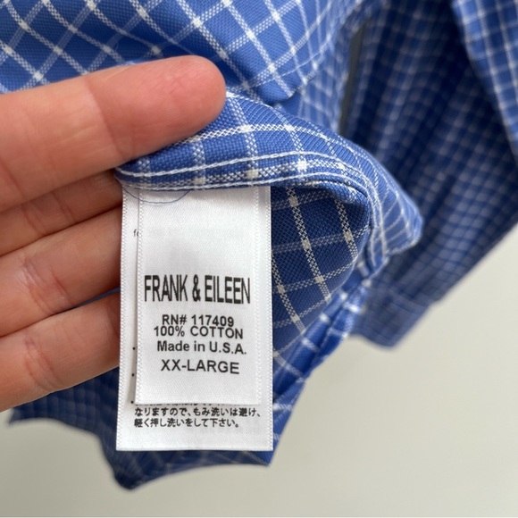 Frank & Eileen Men's Blue White Checkered Plaid Button Up Shirt Size XXL - Picture 4 of 6